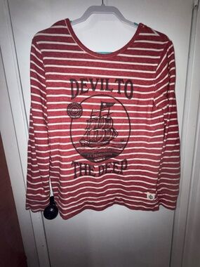 Obey Red & White Striped Knit Top